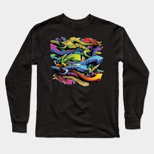 Colorful Graffiti Arrows Pattern Street Art Long Sleeve T-Shirt